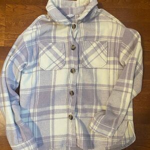 Light purple and white shacket